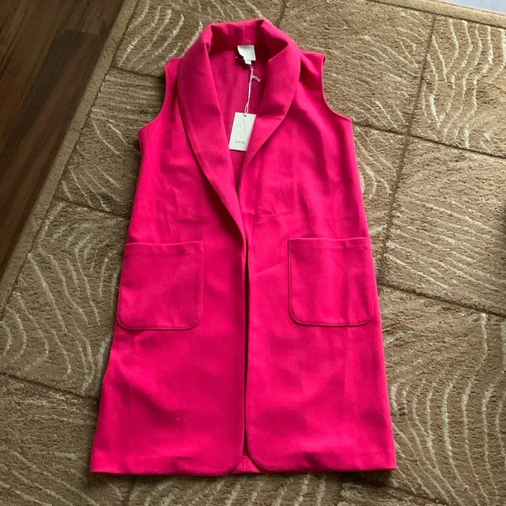 New JOIE LONG Women's Vest Women Taupe Vest
